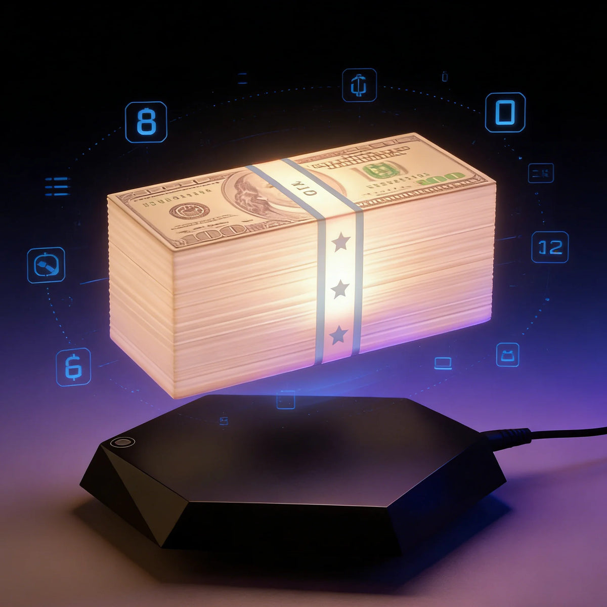 Money Lamp — Levitating Cash Stack Light