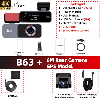 4K Dual Dash Cam with WiFi & GPS