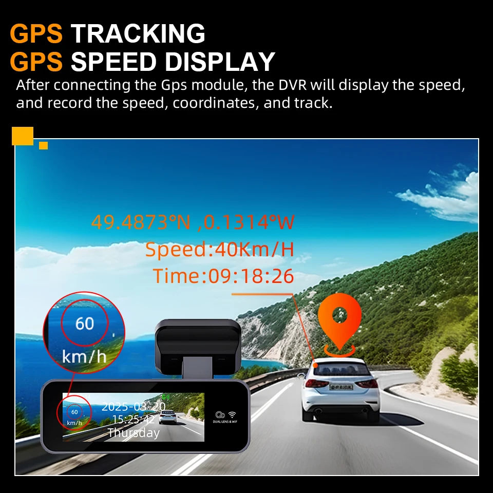 4K Dual Dash Cam with WiFi & GPS