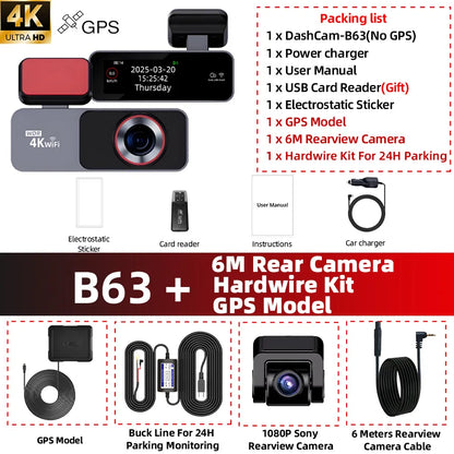 4K Dual Dash Cam with WiFi & GPS